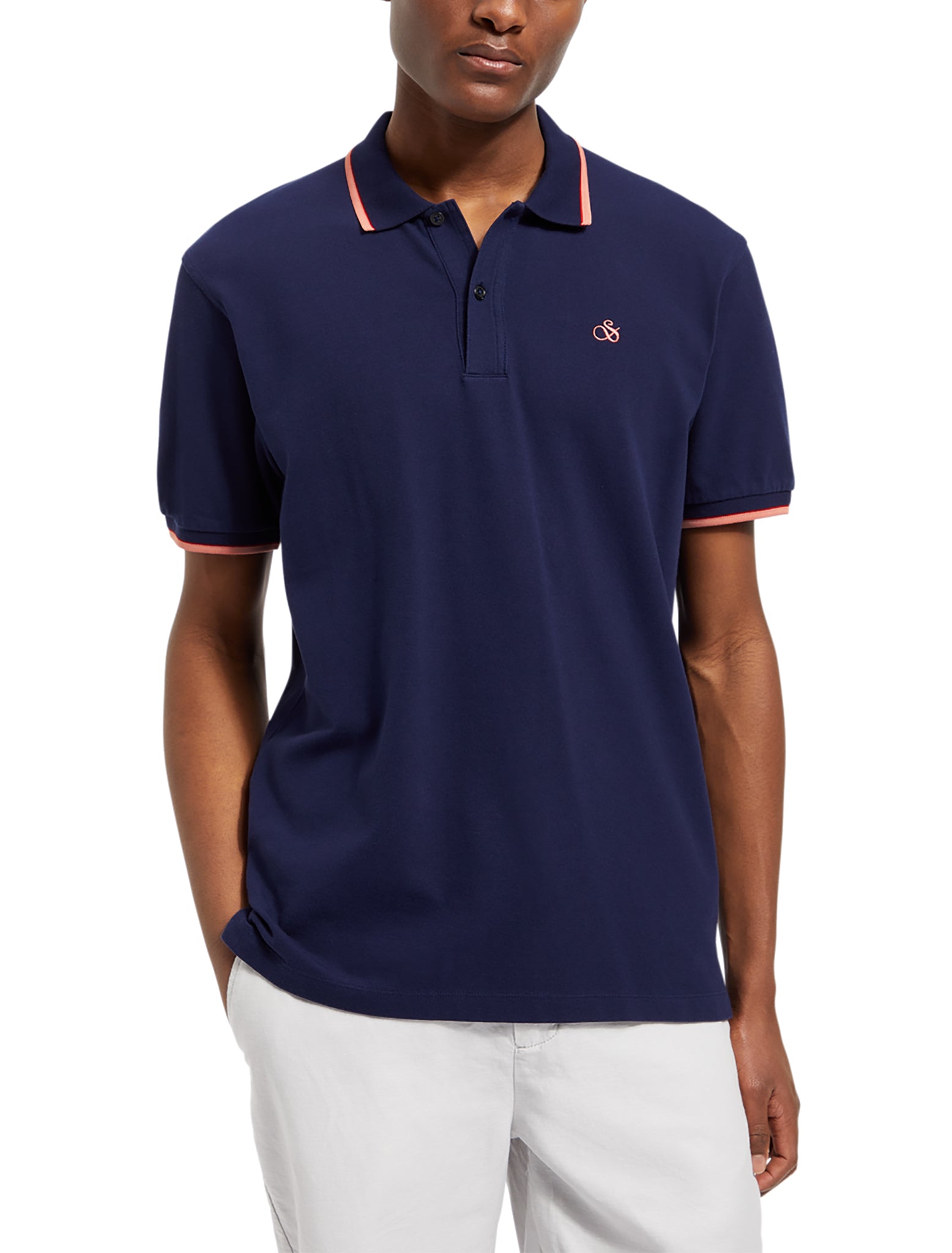 Contrast Tipping Polo - Navy Blue