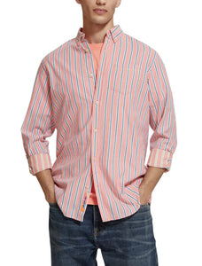 Coral Striped Dobby Shirt