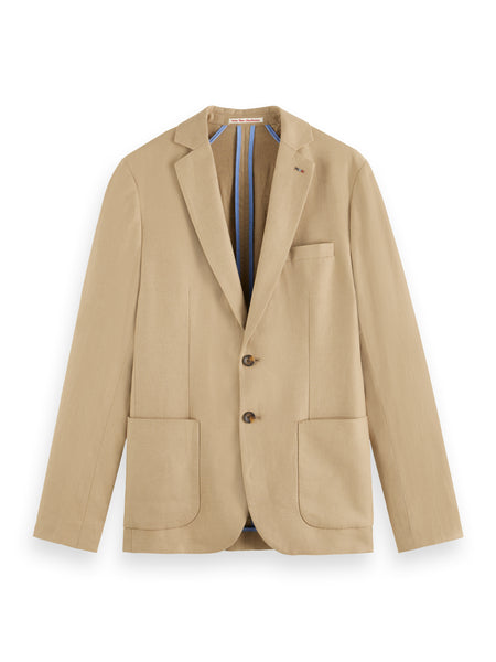 Linen & Cotton Blend Unconstructed Blazer - Seastone