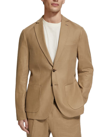 Linen & Cotton Blend Unconstructed Blazer - Seastone