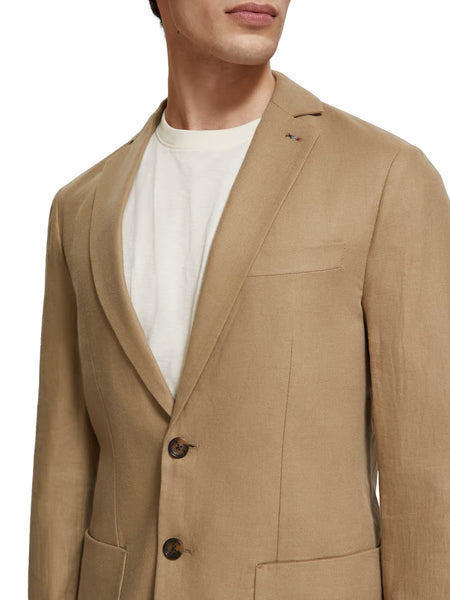 Linen & Cotton Blend Unconstructed Blazer - Seastone