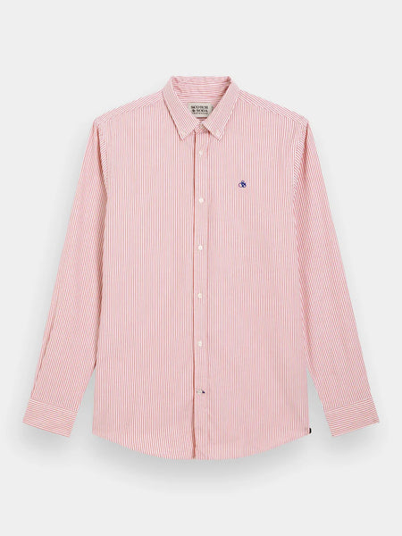 Lobster & White Striped Oxford Shirt