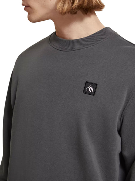 Logo Badge Sweat in Organic Cotton - Grey Skies