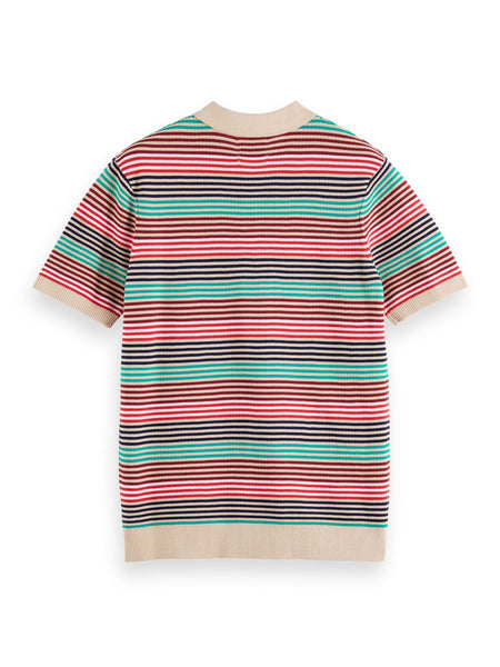 Multi Stripe Knitted Polo - Pink