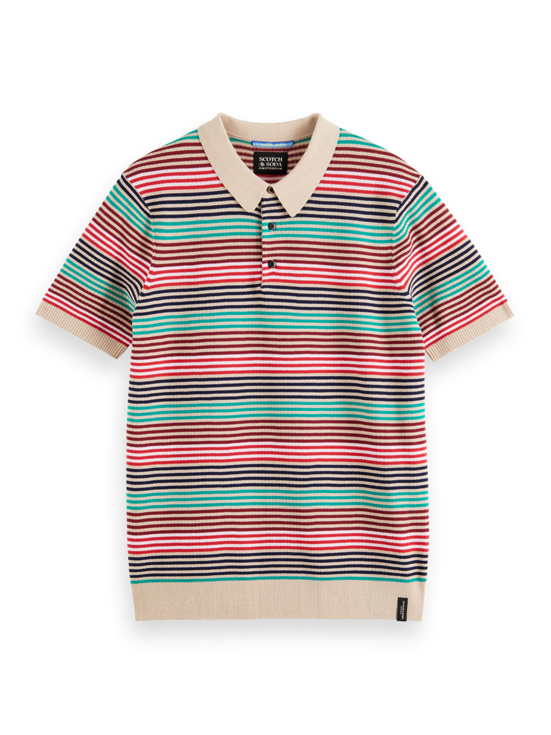 Multi Stripe Knitted Polo - Pink