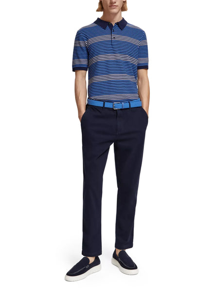 Multi Stripe Knitted Polo - Blue