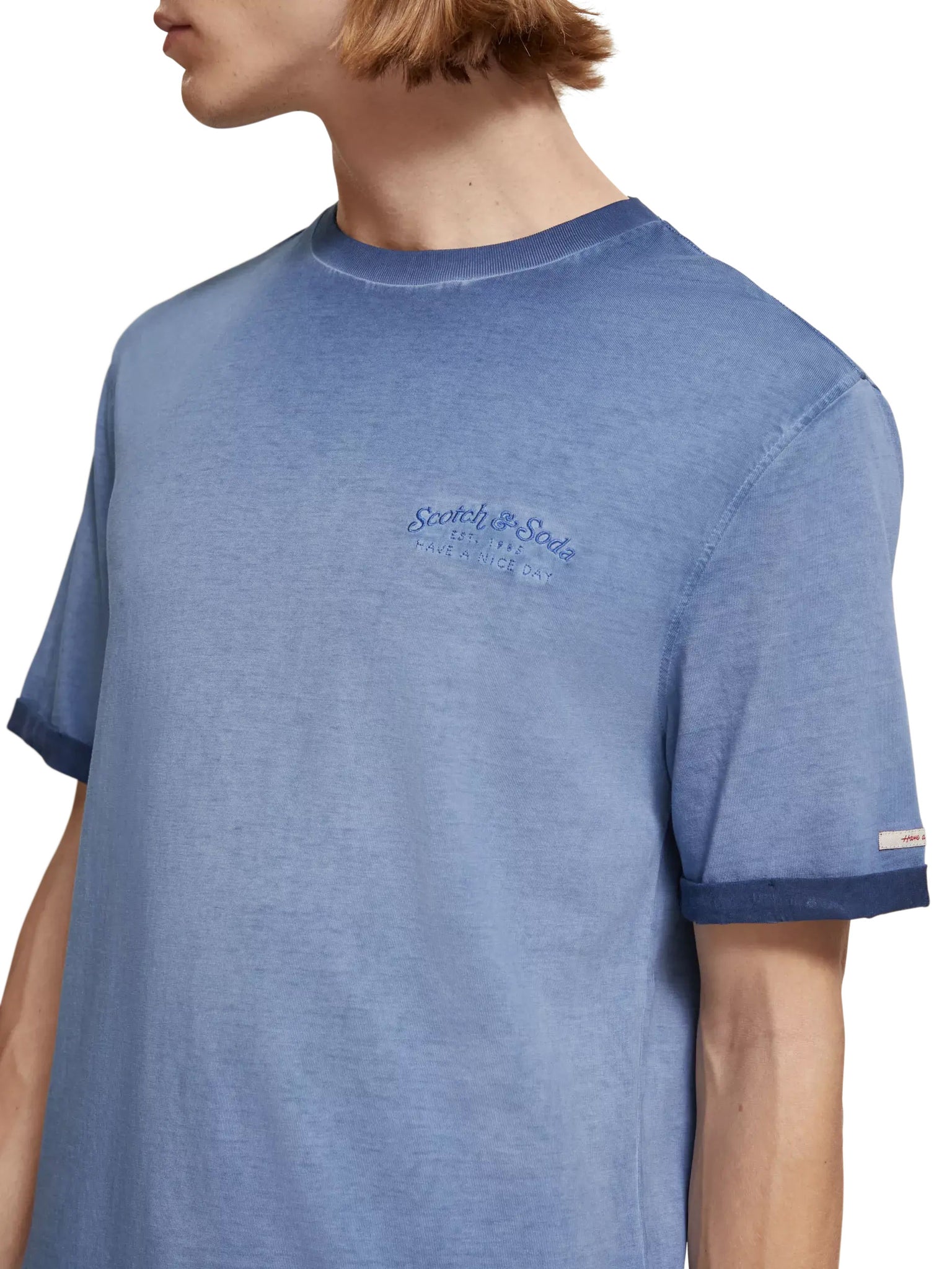 Blue Navy Dyed T-Shirt with Left Chest Artwork