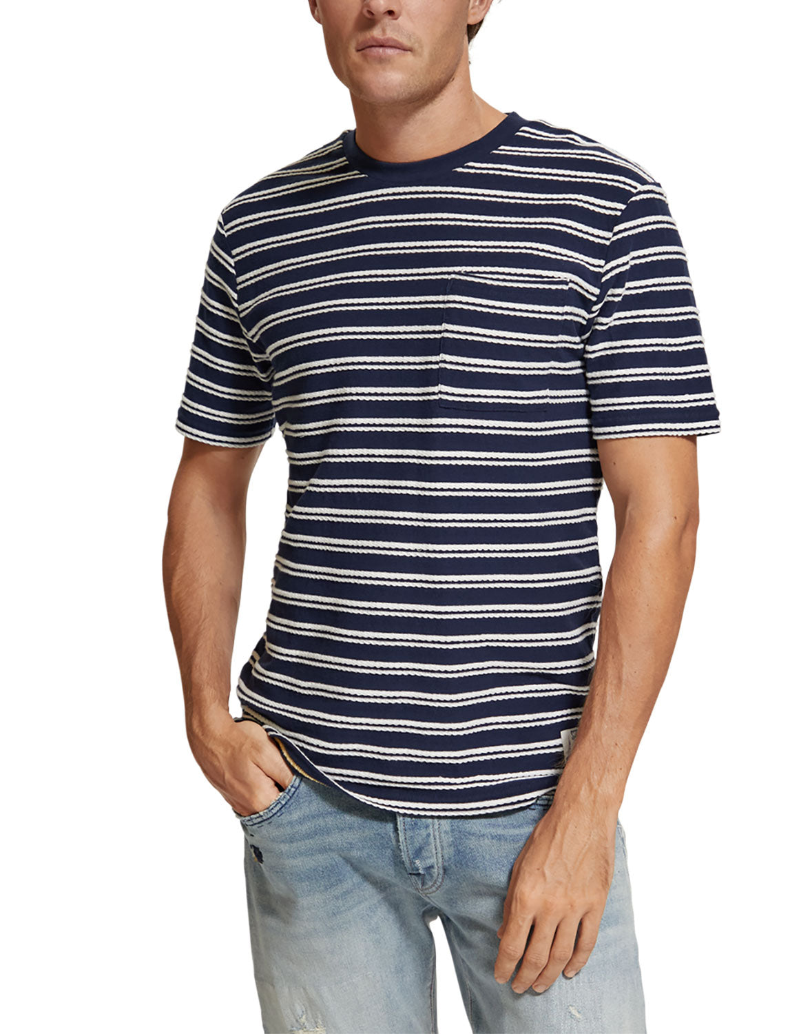 Navy/White Striped Pocket T-Shirt