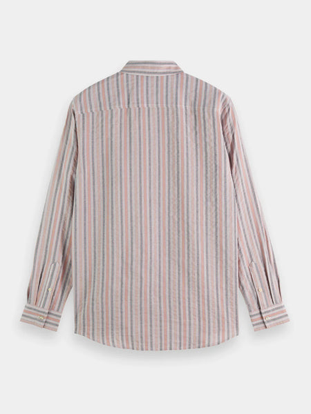 Pink & Grey Striped Dobby Shirt