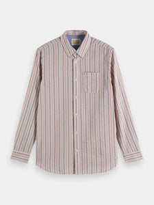 Pink & Grey Striped Dobby Shirt