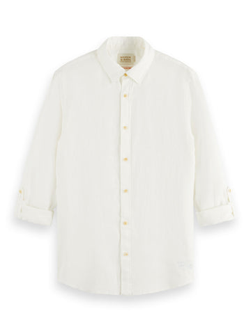 Regular Fit 100% Linen Shirt - White