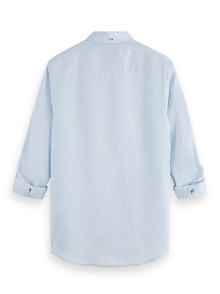 Regular Fit 100% Linen Shirt - Ice Blue