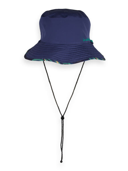 Reversible Printed Fisherman's Hat - Paintwave blue