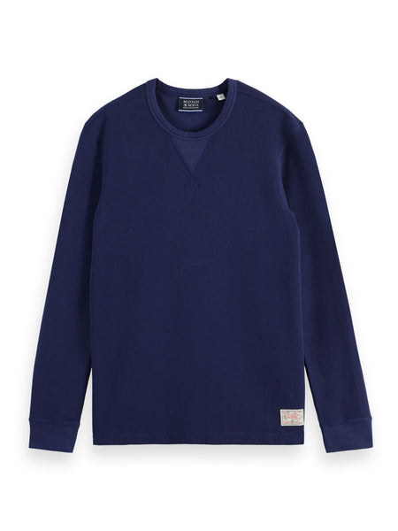 Navy Blue Long Sleeve Waffle Tee