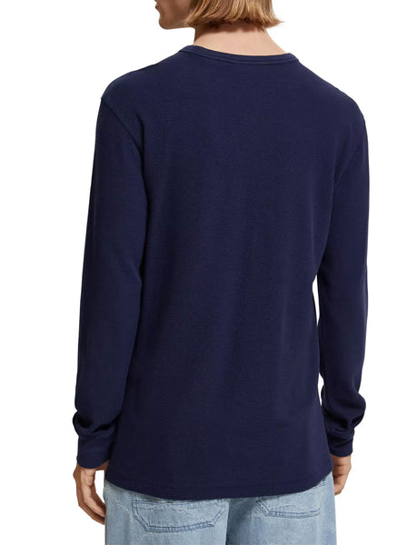 Navy Blue Long Sleeve Waffle Tee