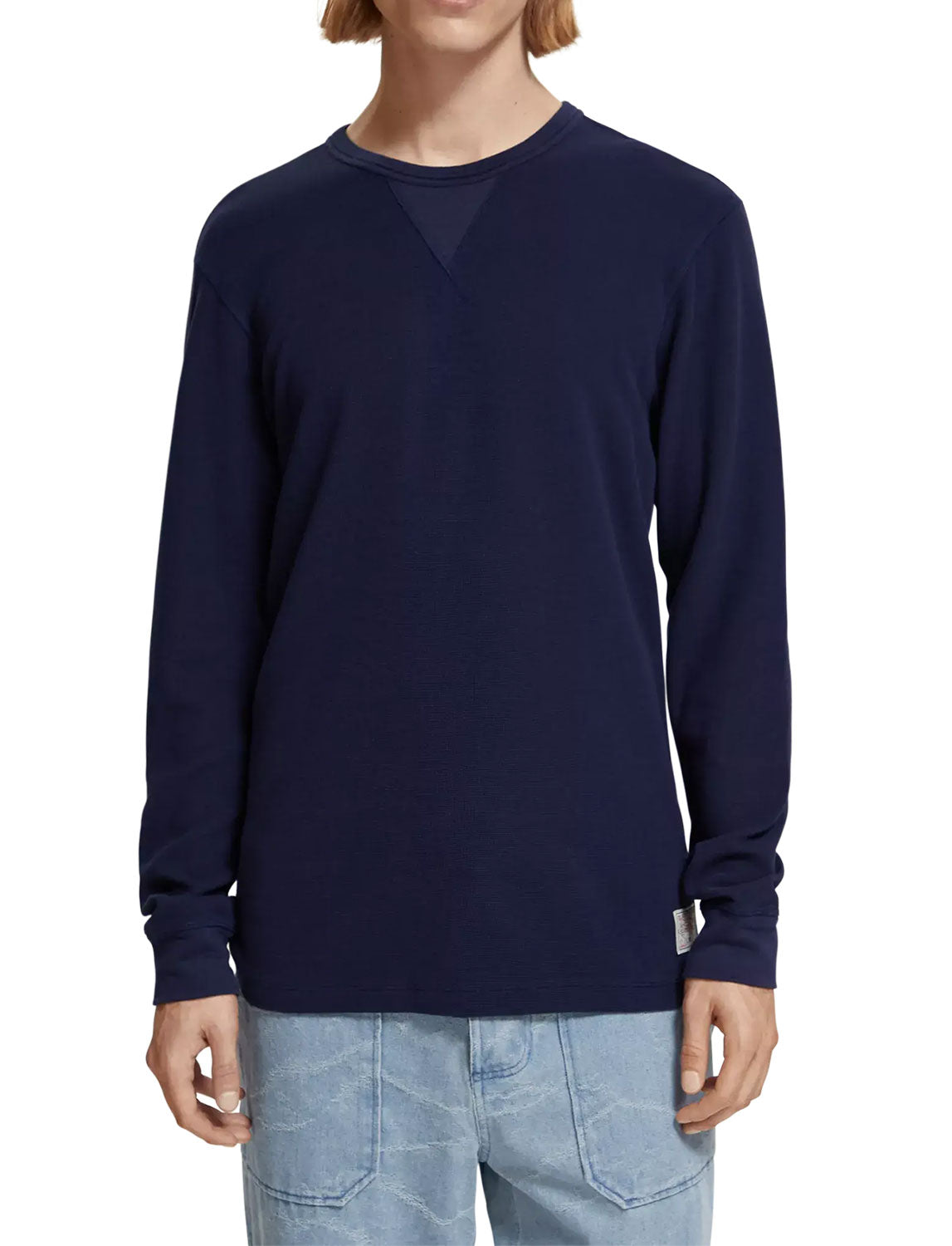 Navy Blue Long Sleeve Waffle Tee