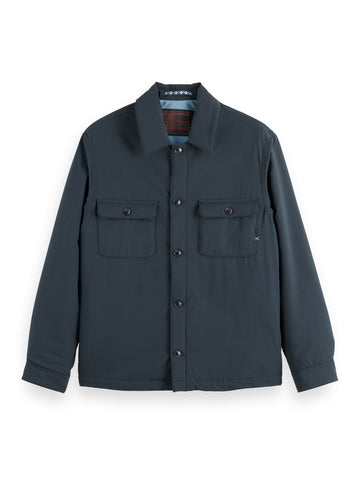 Padded Nylon Blend Overshirt - Black