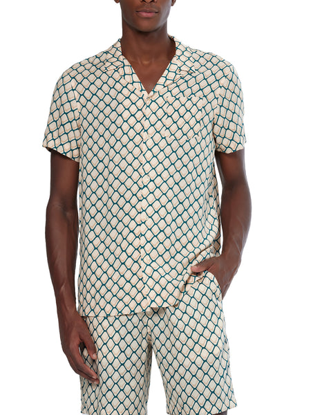 White Tennis Net All Over Printed S/S Shirt