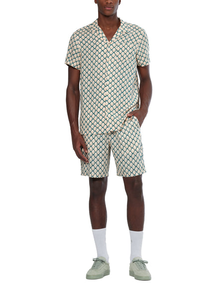 White Tennis Net All Over Printed S/S Shirt