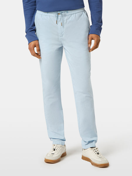 Warren Cotton/Linen Draw String Joggers - Sky Blue
