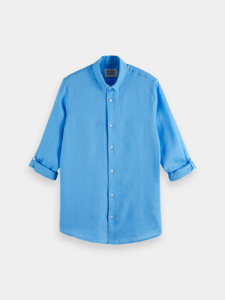 Linen Shirt - Regular Fit - Aqua Blue
