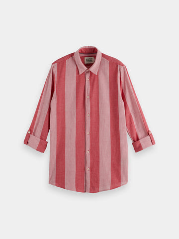Red Striped Crinkle Shirt