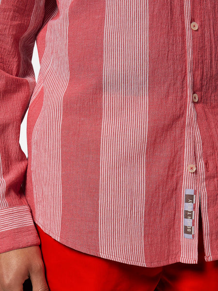 Red Striped Crinkle Shirt