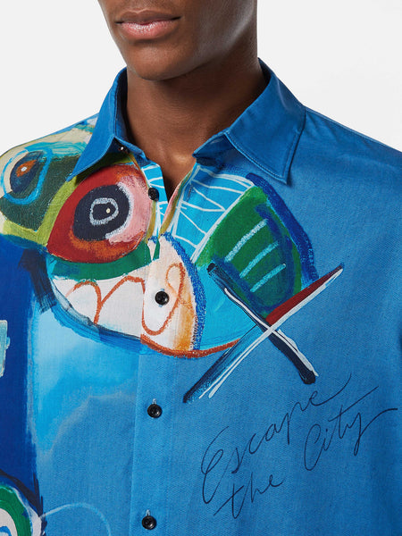 Abstract Isle Blue Printed Shirt