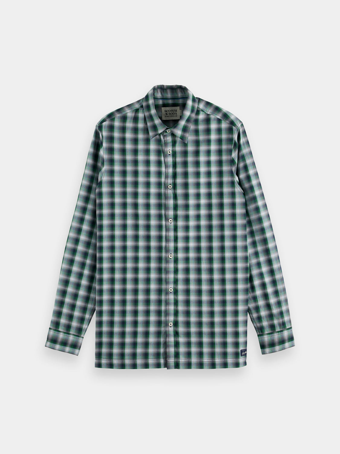 Navy & Green Regular Fit Check Shirt