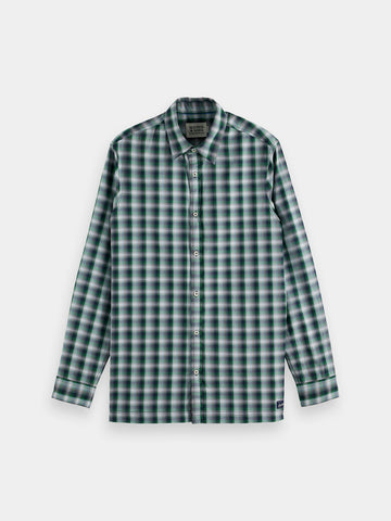 Navy & Green Regular Fit Check Shirt