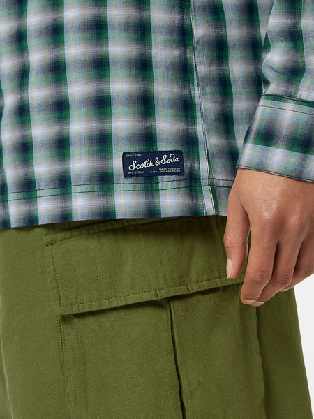 Navy & Green Regular Fit Check Shirt