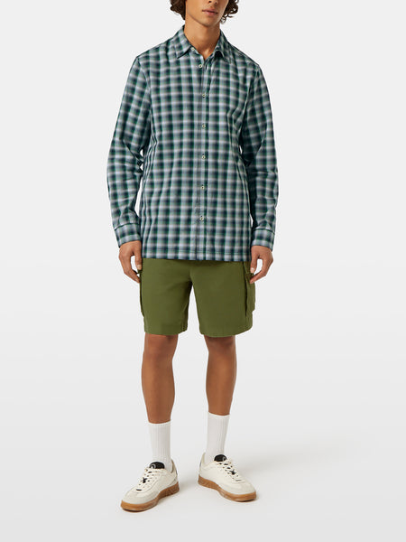 Navy & Green Regular Fit Check Shirt