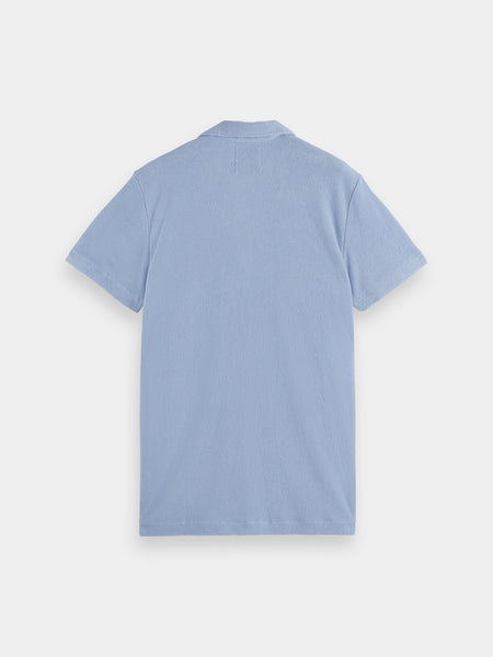 Embroidered S/S Towelling Shirt - Ocean Blue