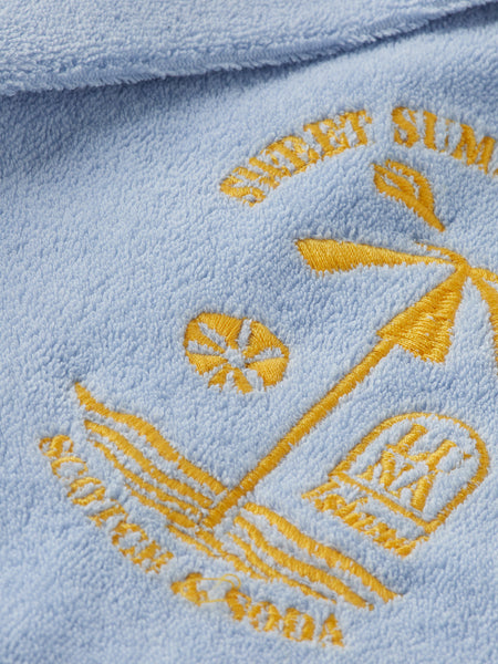 Embroidered S/S Towelling Shirt - Ocean Blue