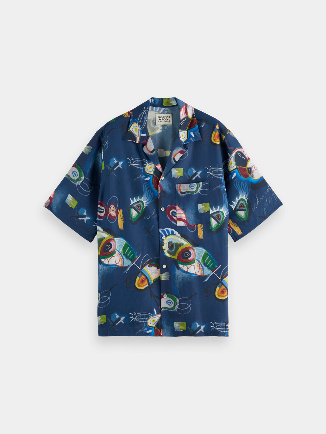 Navy Allover Short Sleeve Bold Print