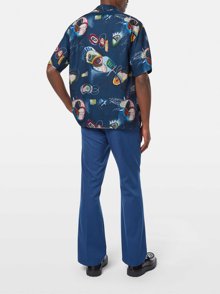 Navy Allover Short Sleeve Bold Print