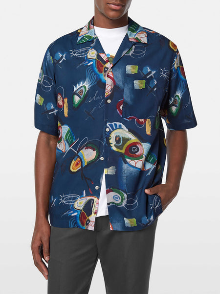 Navy Allover Short Sleeve Bold Print