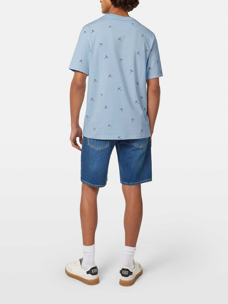 Sky Blue Allover Printed T-Shirt