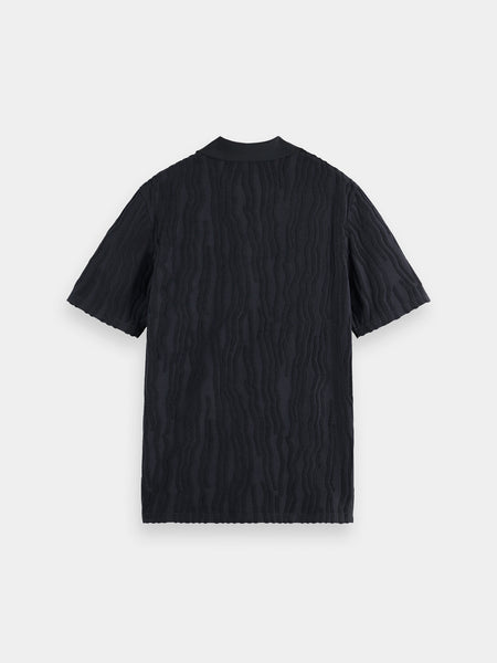 Terry Toweling Jacquard Polo - Black