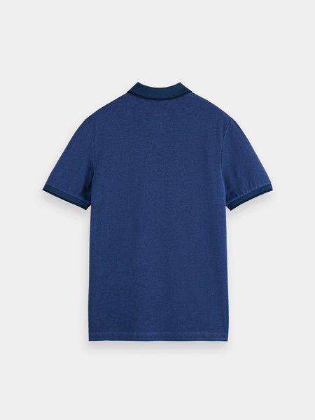 Blue Mélange Polo with Trim