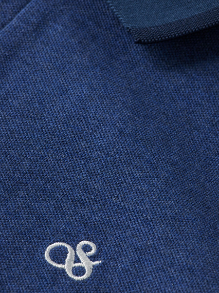 Blue Mélange Polo with Trim