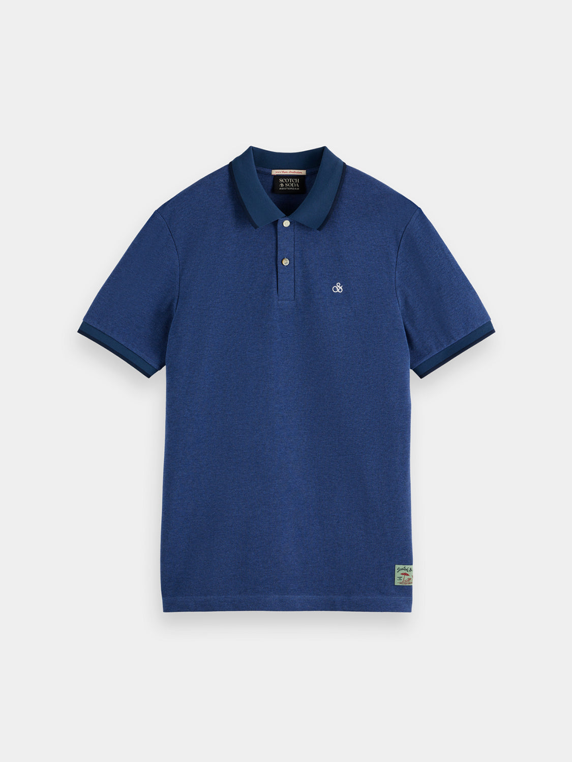 Blue Mélange Polo with Trim