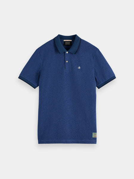 Blue Mélange Polo with Trim