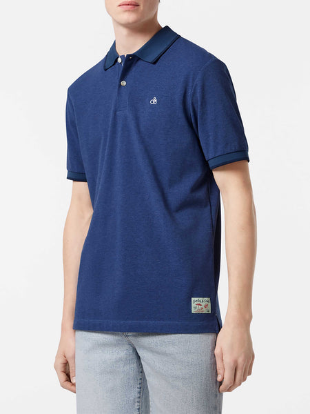 Blue Mélange Polo with Trim