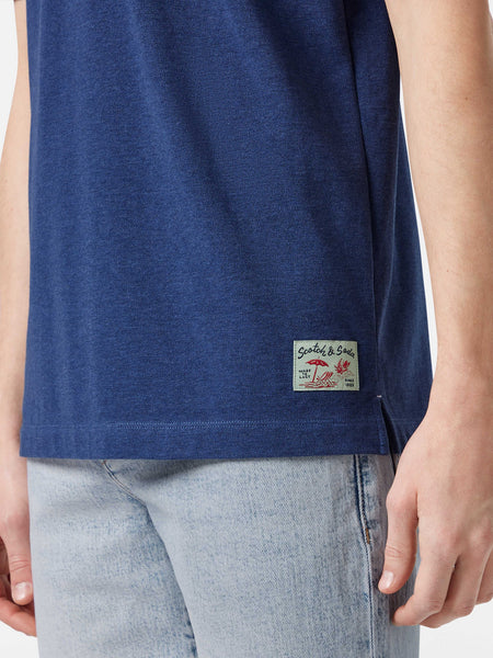 Blue Mélange Polo with Trim