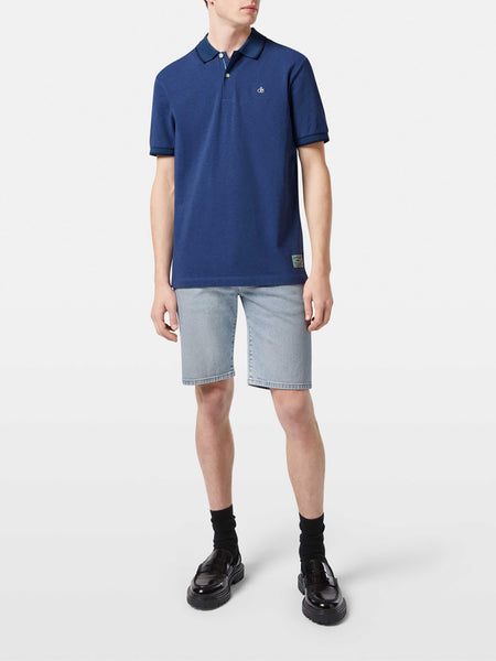 Blue Mélange Polo with Trim