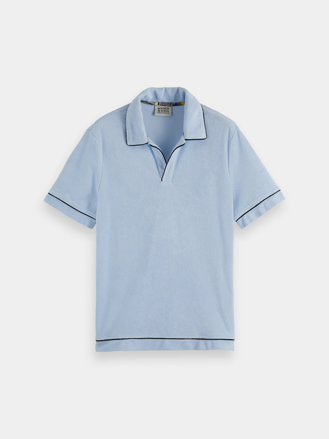 Toweling Polo in Sky Blue with Trim