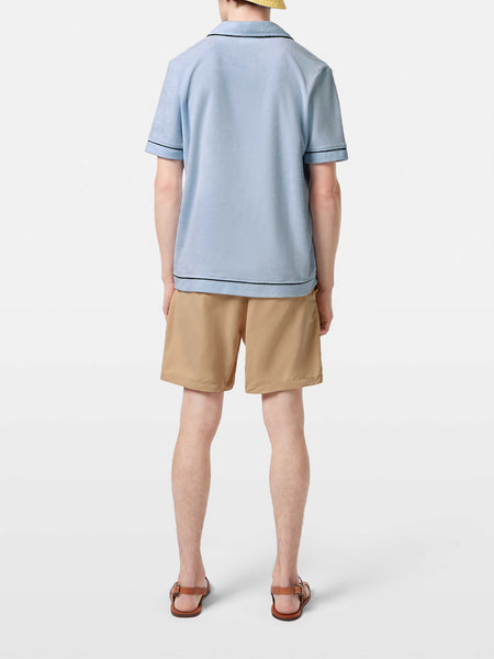 Toweling Polo in Sky Blue with Trim