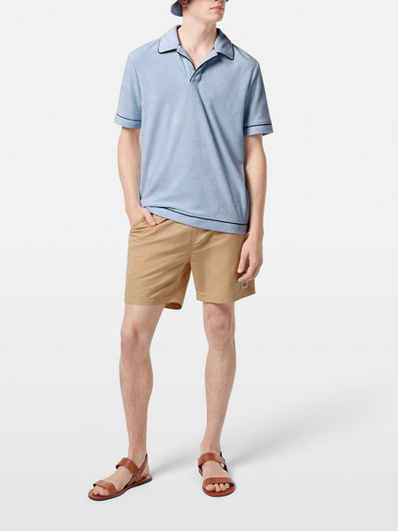 Toweling Polo in Sky Blue with Trim