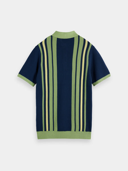 Navy & Green Knitted Polo